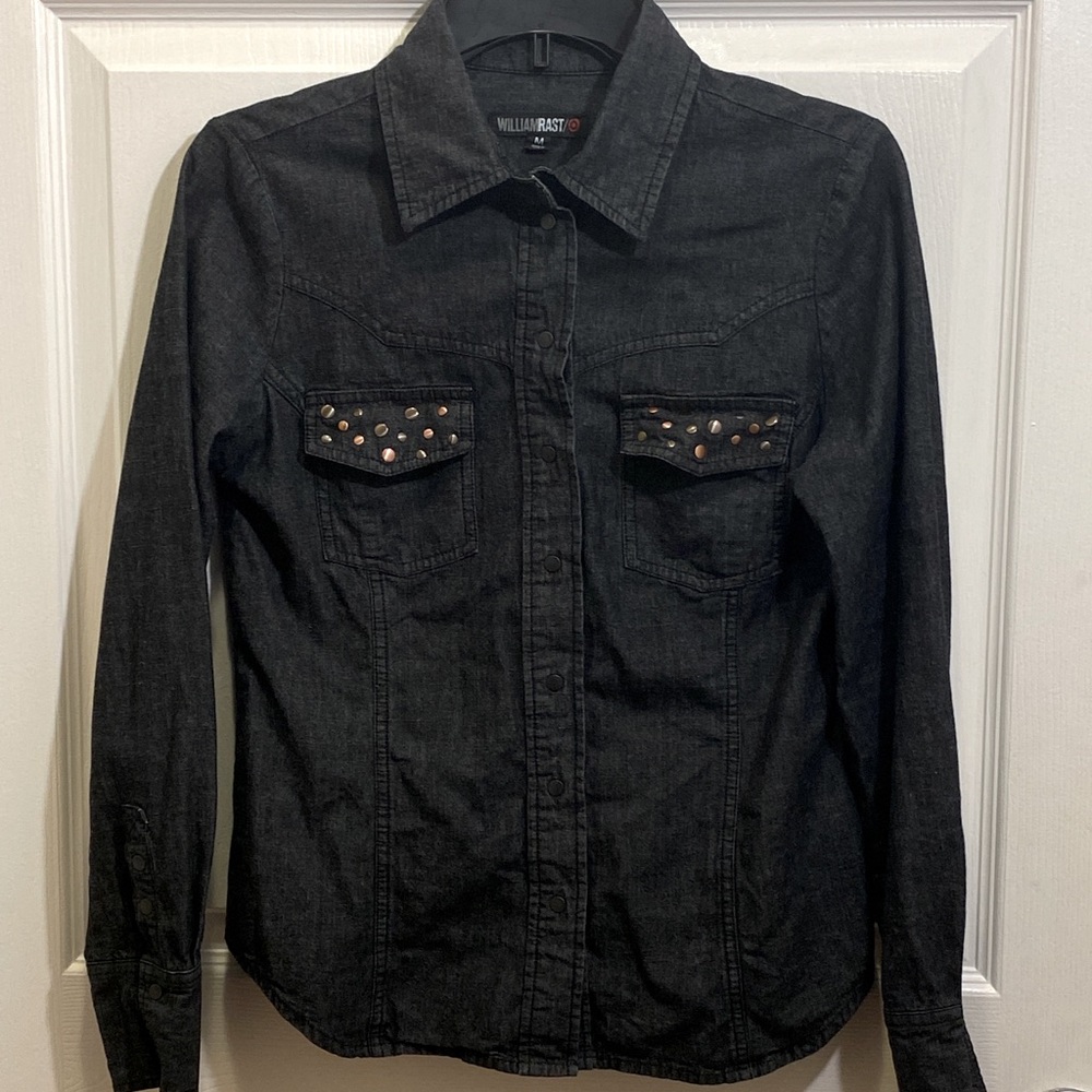 William Rast Snap Button Down Black Denim Shirt. - image 1